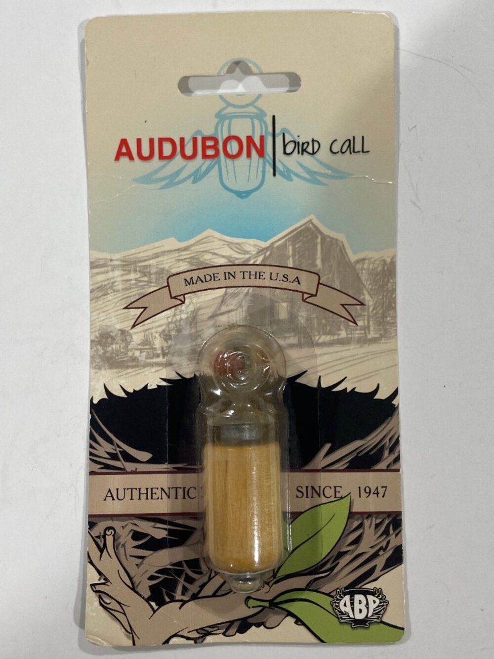 NOS Audubon Songbird Birdcall Birchwood, Metal Instrument w/ Powdered Pine Resin